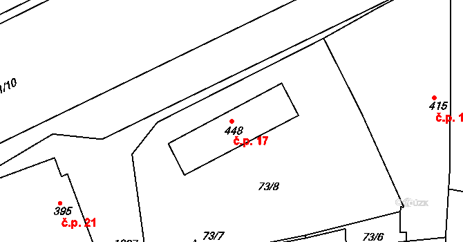 Veselí nad Moravou 17 na parcele st. 448 v KÚ Veselí nad Moravou, Katastrální mapa