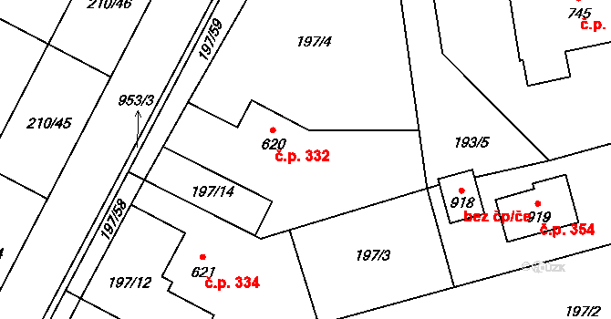Humny 332, Pchery na parcele st. 620 v KÚ Pchery, Katastrální mapa