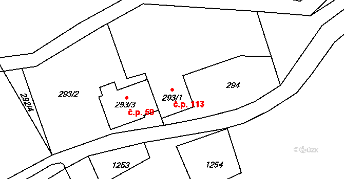 Krmelín 113 na parcele st. 293/1 v KÚ Krmelín, Katastrální mapa