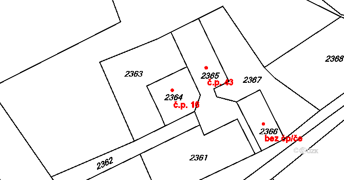 Třanovice 16 na parcele st. 2364 v KÚ Třanovice, Katastrální mapa