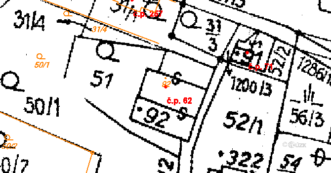 Opatovec 62 na parcele st. 92 v KÚ Opatovec, Katastrální mapa