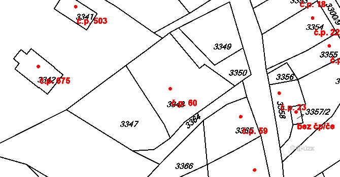 Mimoň I 60, Mimoň na parcele st. 3348 v KÚ Mimoň, Katastrální mapa