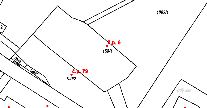 Podhorní Újezd 6, Podhorní Újezd a Vojice na parcele st. 159/1 v KÚ Podhorní Újezd, Katastrální mapa