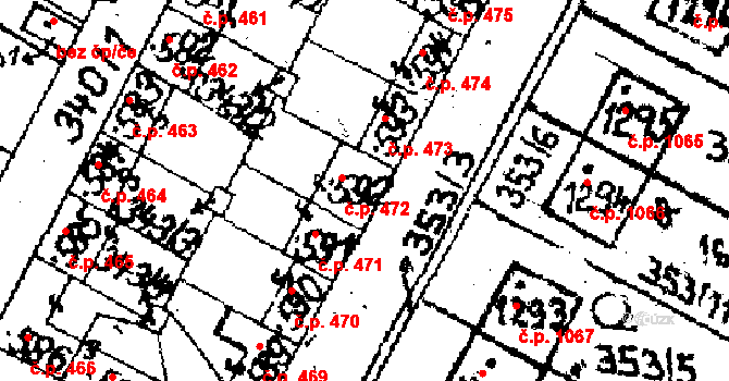Jaroměřice nad Rokytnou 472 na parcele st. 592 v KÚ Jaroměřice nad Rokytnou, Katastrální mapa