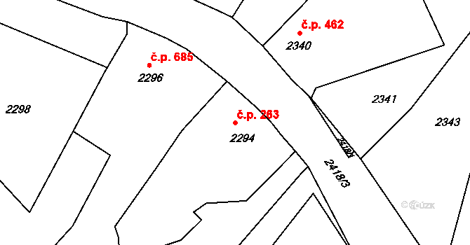 Skřečoň 263, Bohumín na parcele st. 2294 v KÚ Skřečoň, Katastrální mapa