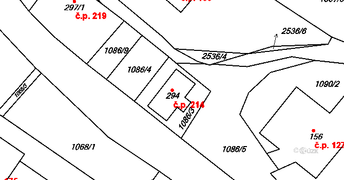 Oldřiš 214 na parcele st. 294 v KÚ Oldřiš u Poličky, Katastrální mapa