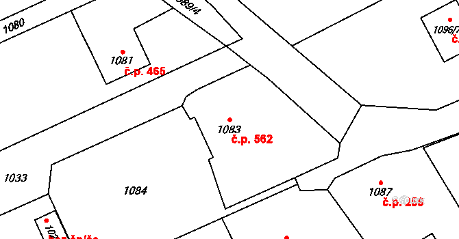 Jablunkov 562 na parcele st. 1083 v KÚ Jablunkov, Katastrální mapa