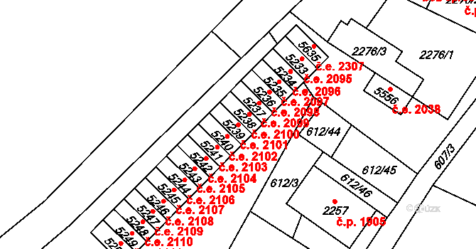 Cheb 2101 na parcele st. 5239 v KÚ Cheb, Katastrální mapa