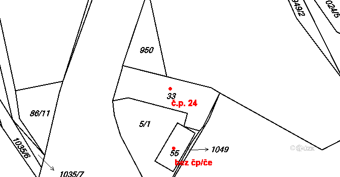 Dehtín 24, Klatovy na parcele st. 33 v KÚ Dehtín, Katastrální mapa