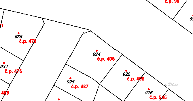 Vršovice 495, Praha na parcele st. 924 v KÚ Vršovice, Katastrální mapa