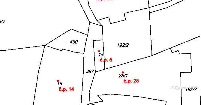 Skuhrov 5, Počepice na parcele st. 15 v KÚ Skuhrov u Počepic, Katastrální mapa