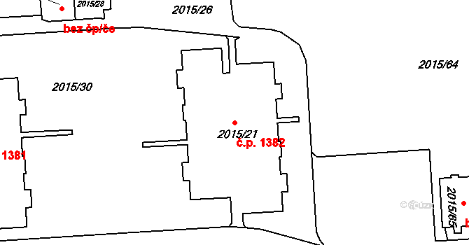 České Budějovice 2 1382, České Budějovice na parcele st. 2015/21 v KÚ České Budějovice 2, Katastrální mapa