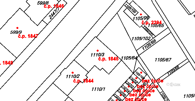 Mizerov 1845, Karviná na parcele st. 1110/3 v KÚ Karviná-město, Katastrální mapa