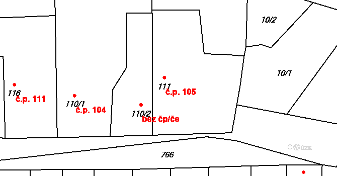 Krpy 105, Kropáčova Vrutice na parcele st. 111 v KÚ Krpy, Katastrální mapa