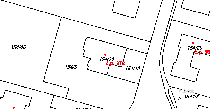 Klokoty 372, Tábor na parcele st. 154/39 v KÚ Klokoty, Katastrální mapa