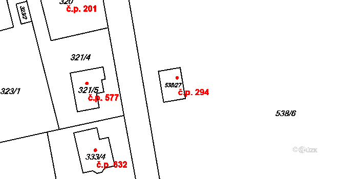 Horní Měcholupy 294, Praha na parcele st. 538/27 v KÚ Horní Měcholupy, Katastrální mapa