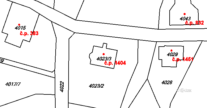 Smržovka 1404 na parcele st. 4023/3 v KÚ Smržovka, Katastrální mapa