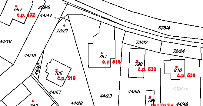 Litol 518, Lysá nad Labem na parcele st. 787 v KÚ Litol, Katastrální mapa