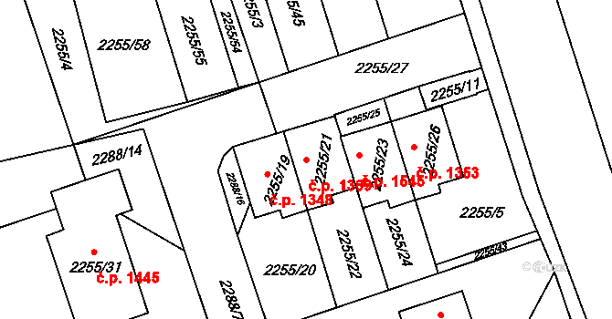 Kylešovice 1369, Opava na parcele st. 2255/21 v KÚ Kylešovice, Katastrální mapa