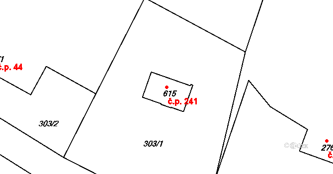 Lubno 241, Frýdlant nad Ostravicí na parcele st. 615 v KÚ Lubno, Katastrální mapa
