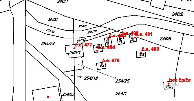 Butov 484, Stříbro na parcele st. 369 v KÚ Butov, Katastrální mapa