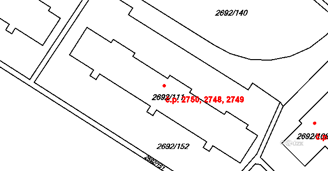 Varnsdorf 2748,2749,2750 na parcele st. 2692/111 v KÚ Varnsdorf, Katastrální mapa