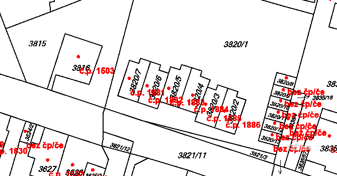 Předměstí 1883, Litoměřice na parcele st. 3820/5 v KÚ Litoměřice, Katastrální mapa