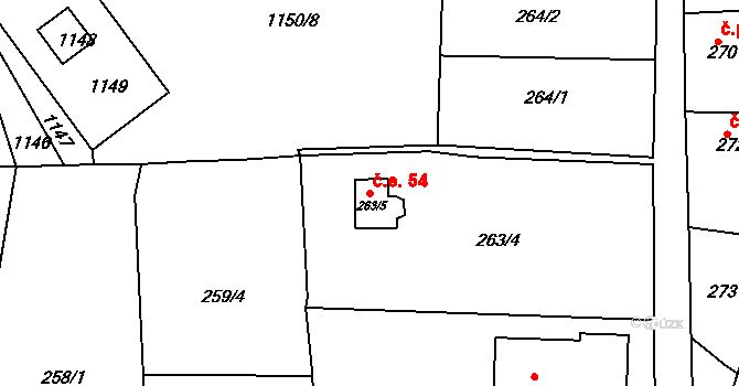 Pokratice 54, Litoměřice na parcele st. 263/5 v KÚ Pokratice, Katastrální mapa