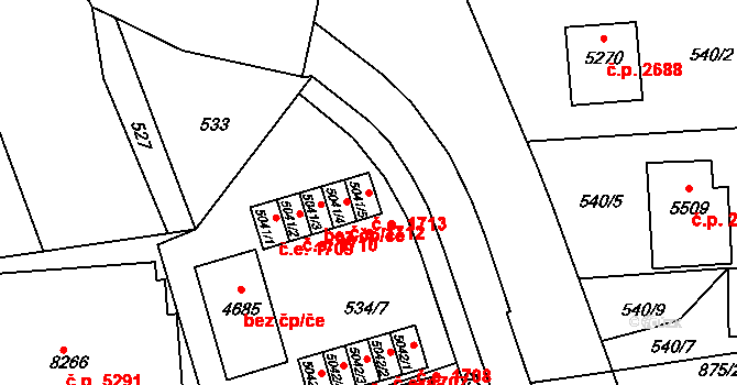 Zlín 1713 na parcele st. 5041/5 v KÚ Zlín, Katastrální mapa