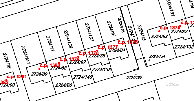 Kylešovice 1377, Opava na parcele st. 2724/85 v KÚ Kylešovice, Katastrální mapa