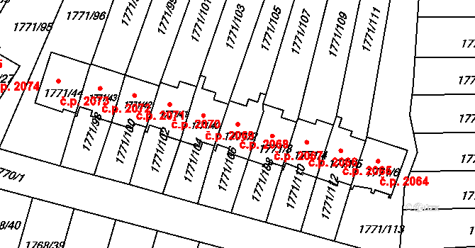 Poruba 2068, Ostrava na parcele st. 1771/2 v KÚ Poruba, Katastrální mapa