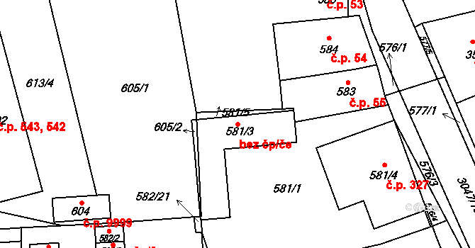 Sedlčany 38665654 na parcele st. 581/3 v KÚ Sedlčany, Katastrální mapa