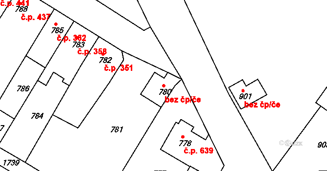 Chabařovice 38827654 na parcele st. 780 v KÚ Chabařovice, Katastrální mapa