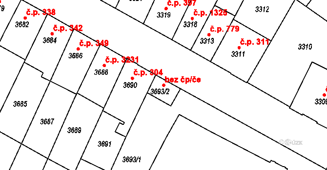 Brno 39452654 na parcele st. 3693/2 v KÚ Žabovřesky, Katastrální mapa
