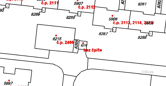 Brno 39504654 na parcele st. 6216 v KÚ Líšeň, Katastrální mapa