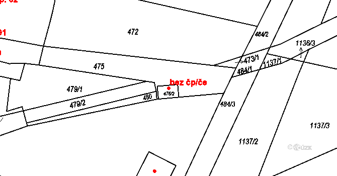 Bystřice pod Hostýnem 41042654 na parcele st. 476/2 v KÚ Rychlov u Bystřice pod Hostýnem, Katastrální mapa