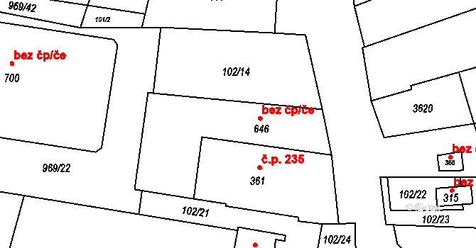 Brumovice 47077654 na parcele st. 646 v KÚ Brumovice, Katastrální mapa