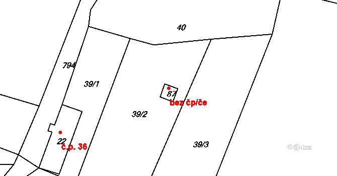 Klatovy 49635654 na parcele st. 87 v KÚ Habartice u Obytců, Katastrální mapa