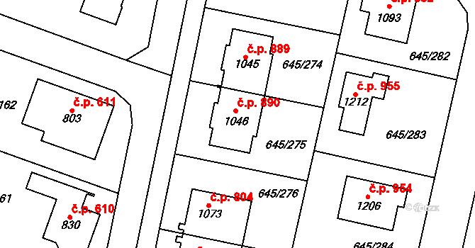 Líbeznice 890 na parcele st. 1046 v KÚ Líbeznice, Katastrální mapa