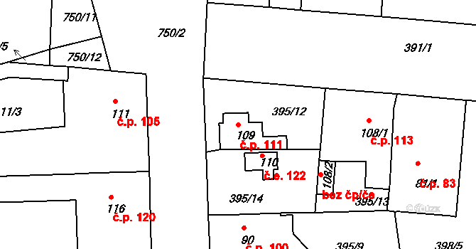Mlékojedy 111, Neratovice na parcele st. 109 v KÚ Mlékojedy u Neratovic, Katastrální mapa