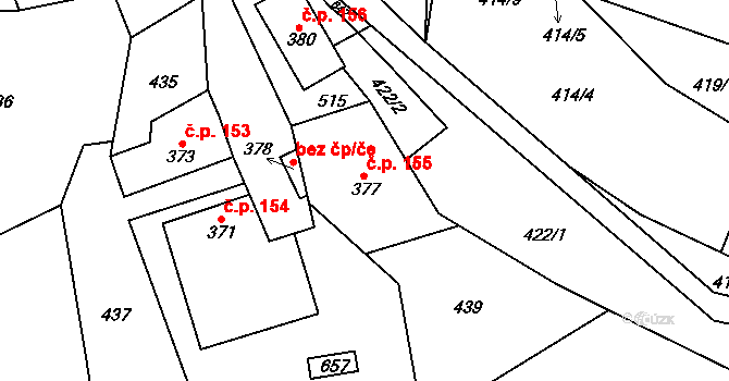 Černý Vůl 155, Statenice na parcele st. 377 v KÚ Statenice, Katastrální mapa