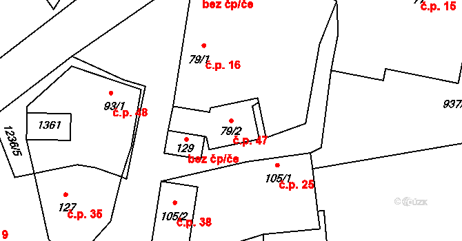 Velké Heřmanice 47, Heřmaničky na parcele st. 79/2 v KÚ Velké Heřmanice, Katastrální mapa