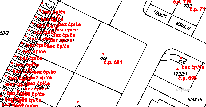 Blatná 681 na parcele st. 789 v KÚ Blatná, Katastrální mapa
