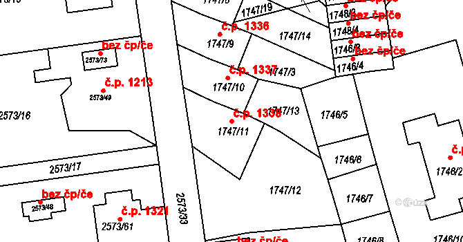 Rychnov nad Kněžnou 1338 na parcele st. 1747/11 v KÚ Rychnov nad Kněžnou, Katastrální mapa