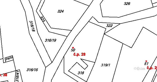 Kotouň 28, Oselce na parcele st. 50 v KÚ Kotouň, Katastrální mapa