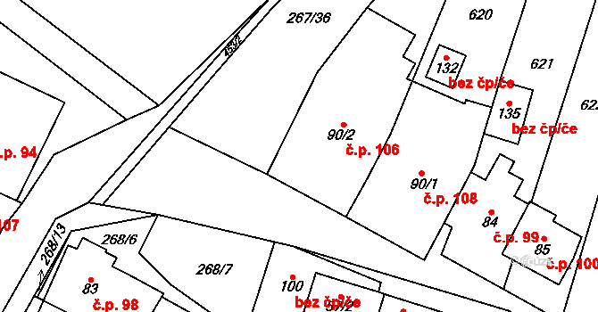 Hrochov 106, Lipová na parcele st. 90/2 v KÚ Hrochov, Katastrální mapa