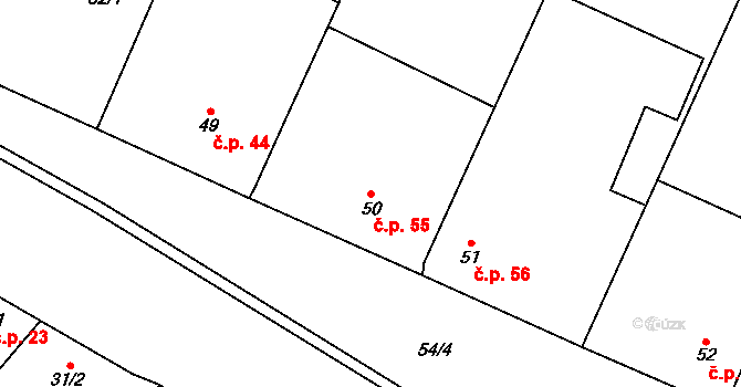 Tupec 55, Veselíčko na parcele st. 50 v KÚ Tupec, Katastrální mapa