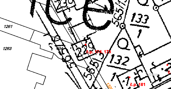 Žehušice 173,174 na parcele st. 229 v KÚ Žehušice, Katastrální mapa