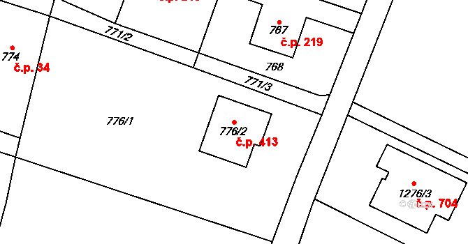 Krmelín 413 na parcele st. 776/2 v KÚ Krmelín, Katastrální mapa