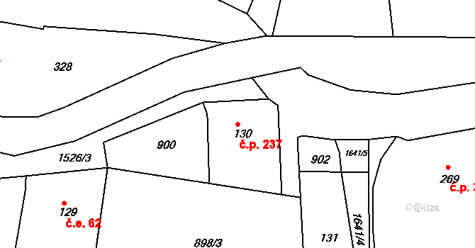 Horní Lipová 237, Lipová-lázně na parcele st. 130 v KÚ Horní Lipová, Katastrální mapa